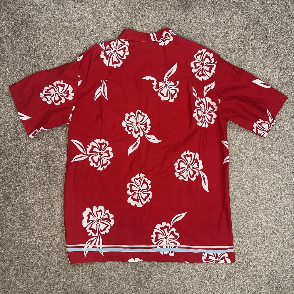 Piping Hot Floral Red White Short Sleeved Button Shirt Men's Size XLarge - Picture 2 of 11